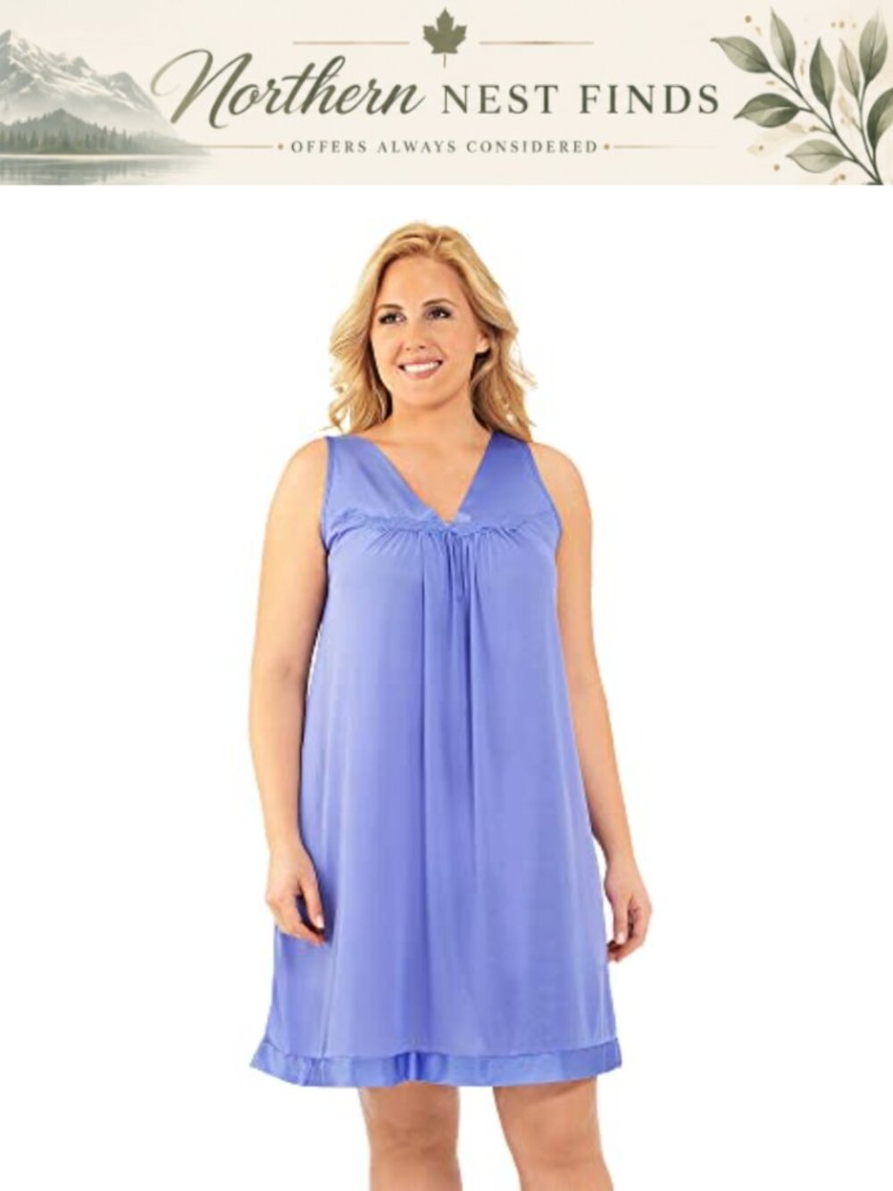 Plus Size Floral Sleepwear Short Nightgown V-Neck Sleeveless Knee Length